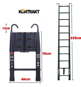 Drabina KONTRAKT aluminiowa teleskopowo składana 3,2m haki gratis