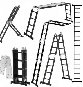 Drabina KONTRAKT aluminiowa 4x4 5,60m wzmocniona wielofunkcyjna składana + podest