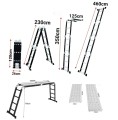 Drabina KONTRAKT aluminiowa 4x4 5,60m wzmocniona wielofunkcyjna składana + podest