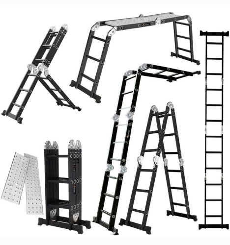 Drabina KONTRAKT 4x3 aluminiowa wielofunkcyjna przegubowa mocna + podest